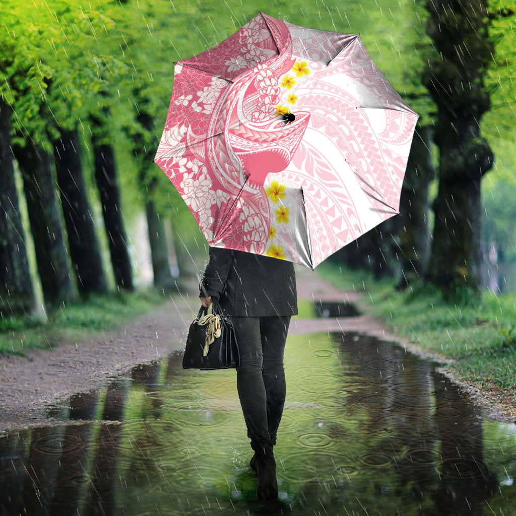 Pink Hawaii Shark Tattoo Umbrella Puakenikeni Lei Plumeria Polynesian Pattern LT14 - Polynesian Pride