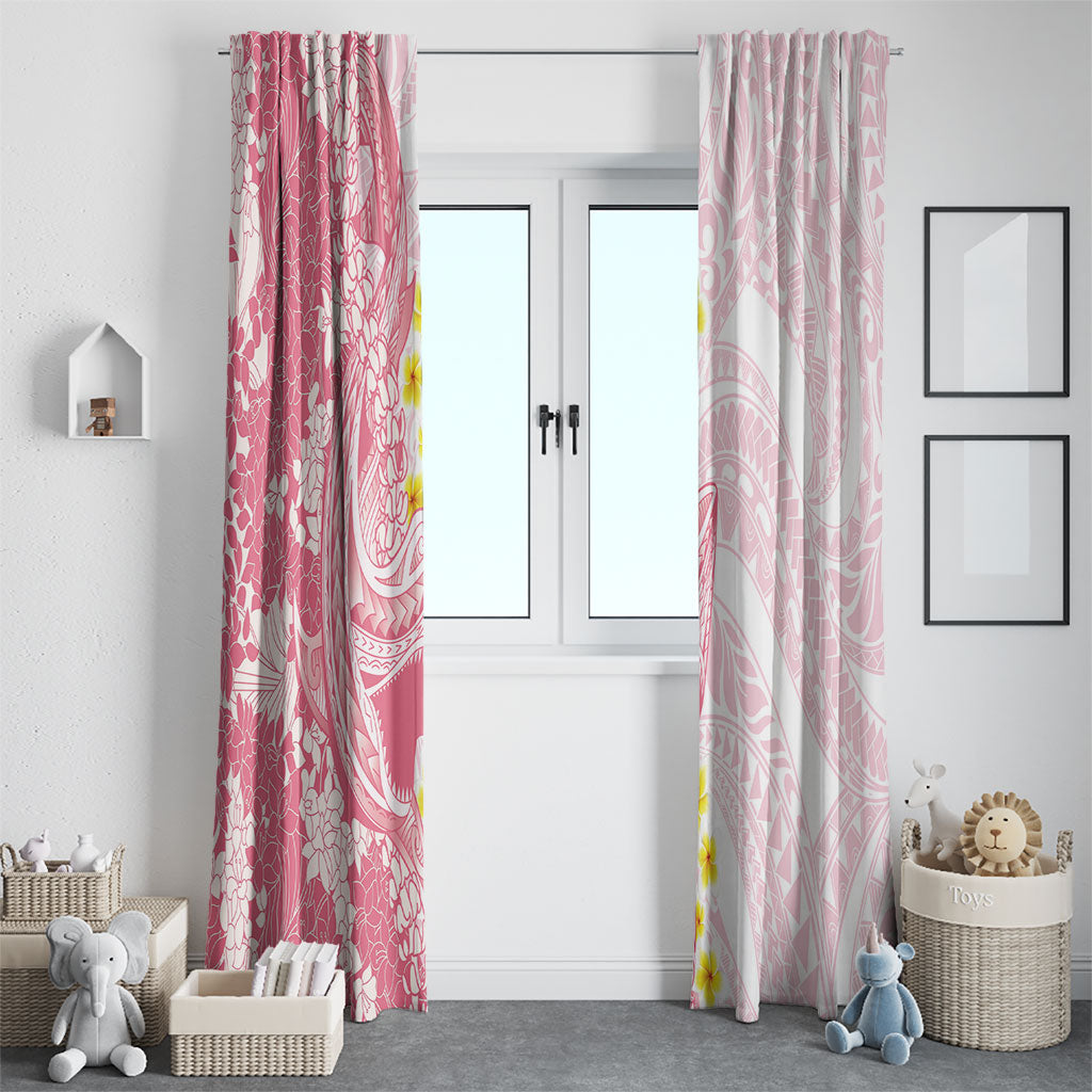 Pink Hawaii Shark Tattoo Window Curtain Puakenikeni Lei Plumeria Polynesian Pattern LT14 - Polynesian Pride