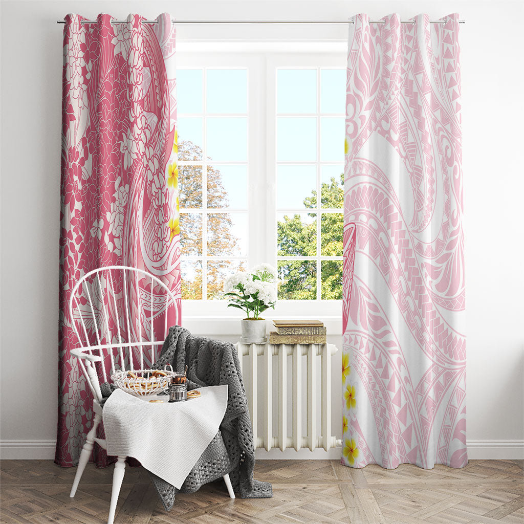Pink Hawaii Shark Tattoo Window Curtain Puakenikeni Lei Plumeria Polynesian Pattern LT14 - Polynesian Pride
