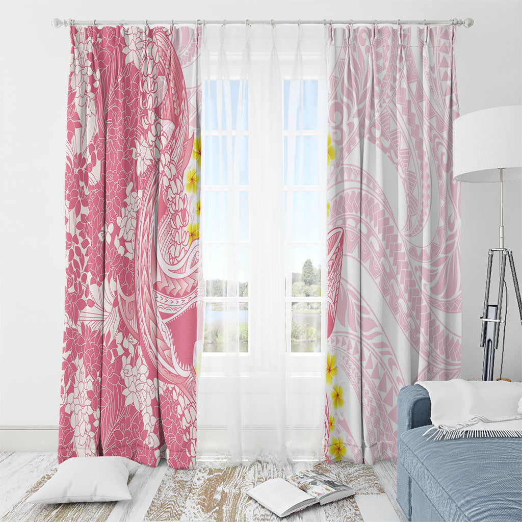 Pink Hawaii Shark Tattoo Window Curtain Puakenikeni Lei Plumeria Polynesian Pattern LT14 - Polynesian Pride