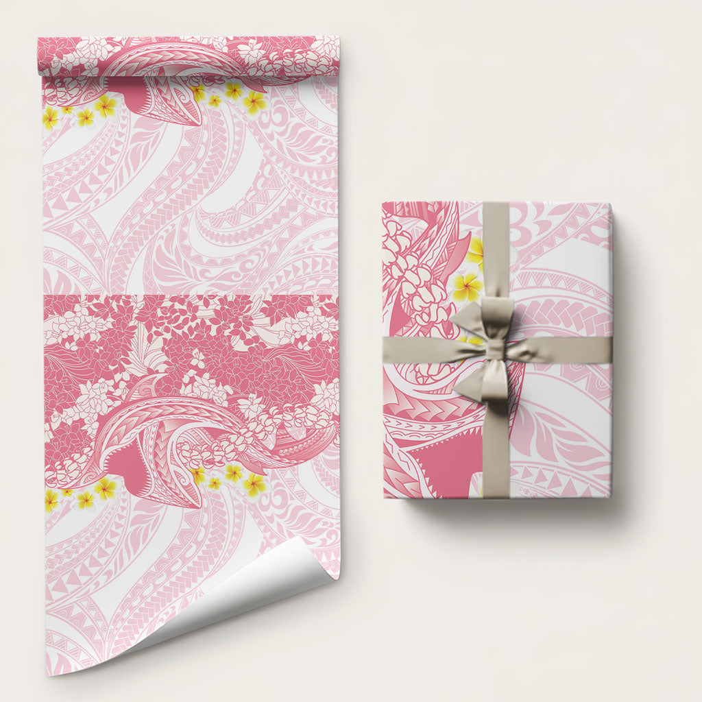 Pink Hawaii Shark Tattoo Wrapping Paper Puakenikeni Lei Plumeria Polynesian Pattern LT14 58" × 23" Pink - Polynesian Pride