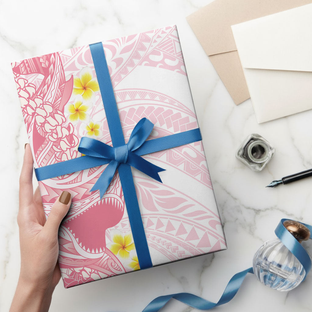 Pink Hawaii Shark Tattoo Wrapping Paper Puakenikeni Lei Plumeria Polynesian Pattern LT14 - Polynesian Pride