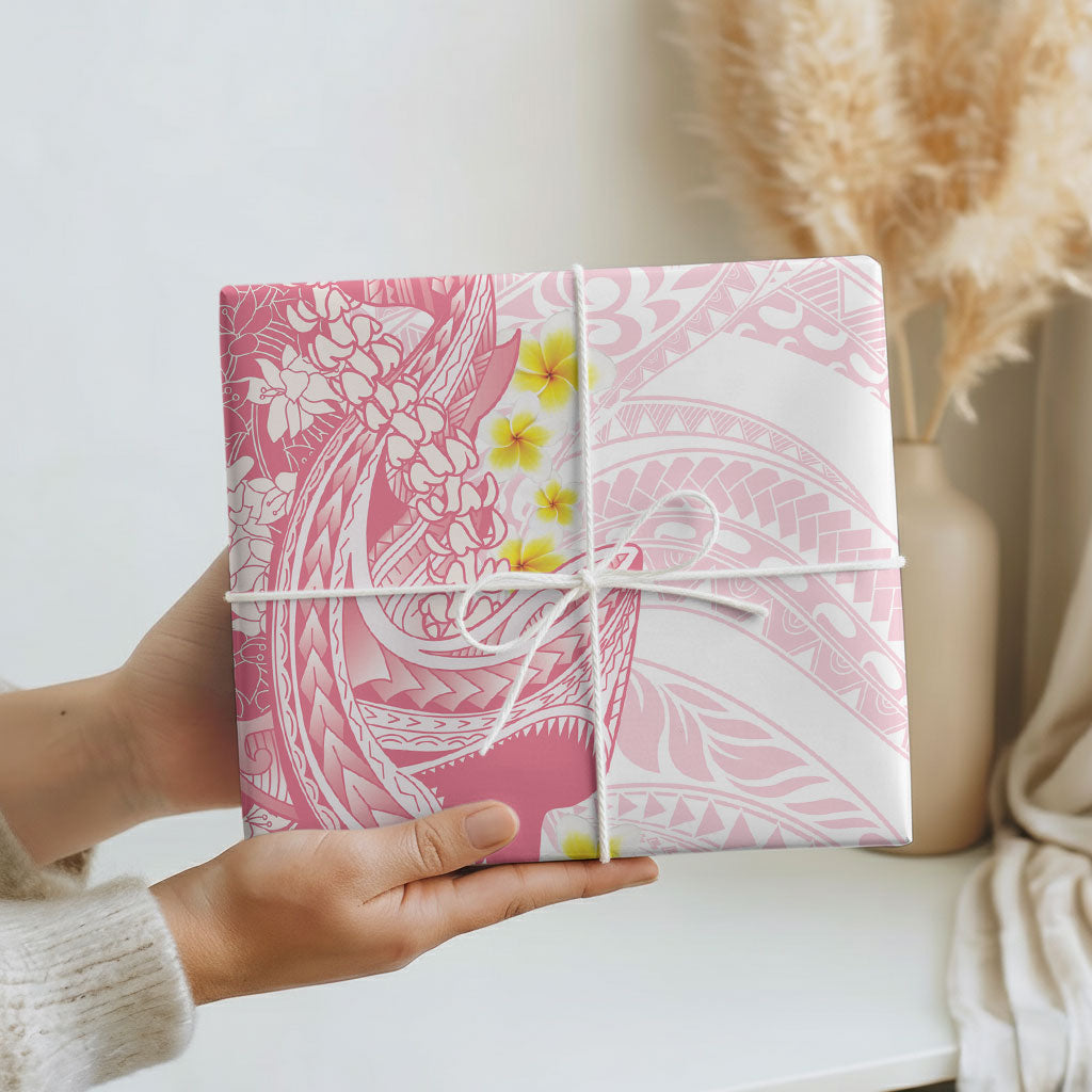 Pink Hawaii Shark Tattoo Wrapping Paper Puakenikeni Lei Plumeria Polynesian Pattern LT14 - Polynesian Pride