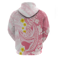 Pink Hawaii Shark Tattoo Zip Hoodie Puakenikeni Lei Plumeria Polynesian Pattern LT14 - Polynesian Pride