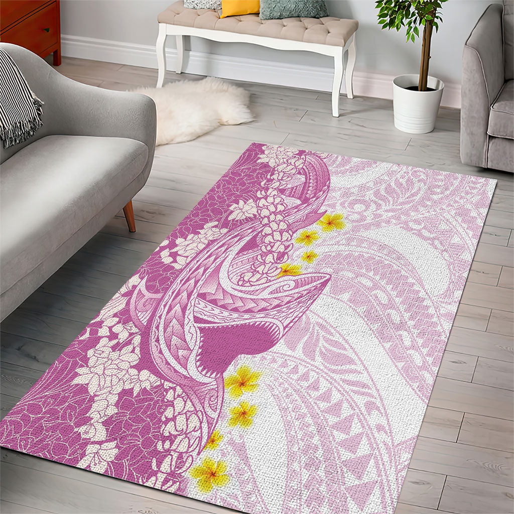 Purple Hawaii Shark Tattoo Area Rug Puakenikeni Lei Plumeria Polynesian Pattern LT14 - Polynesian Pride