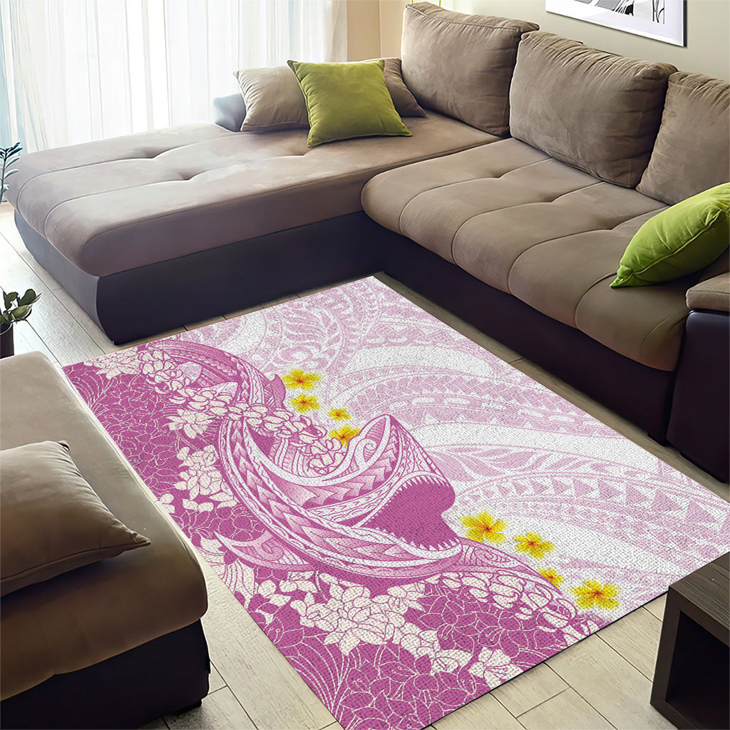Purple Hawaii Shark Tattoo Area Rug Puakenikeni Lei Plumeria Polynesian Pattern LT14 - Polynesian Pride