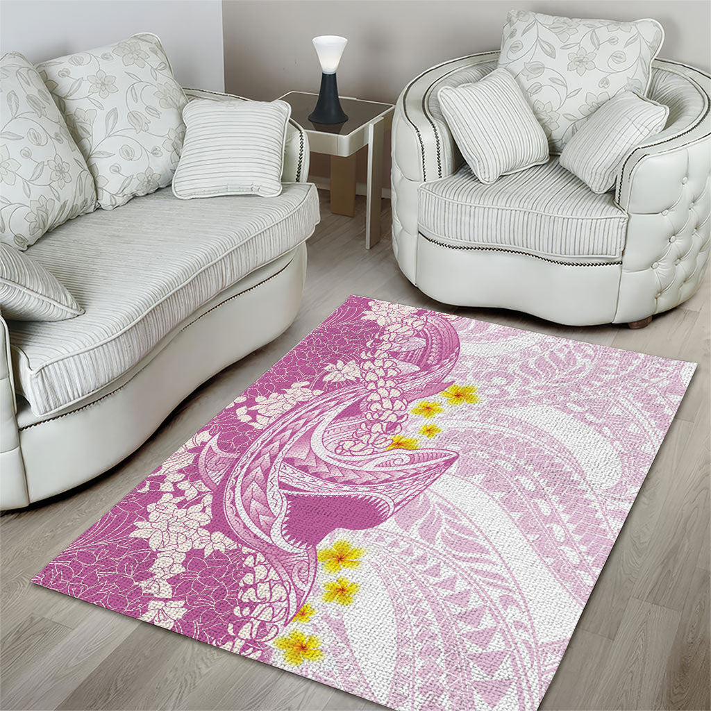 Purple Hawaii Shark Tattoo Area Rug Puakenikeni Lei Plumeria Polynesian Pattern LT14 - Polynesian Pride
