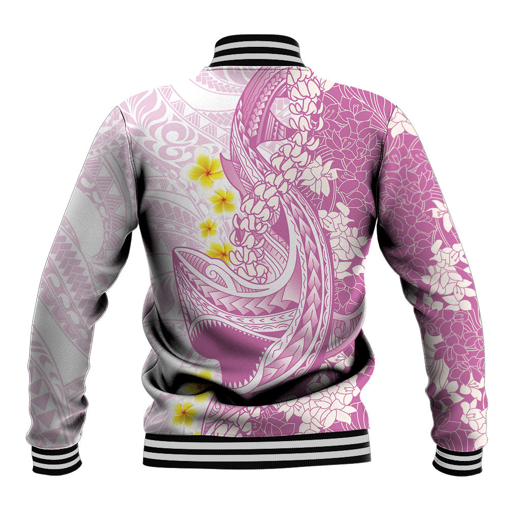 Purple Hawaii Shark Tattoo Baseball Jacket Puakenikeni Lei Plumeria Polynesian Pattern LT14 - Polynesian Pride