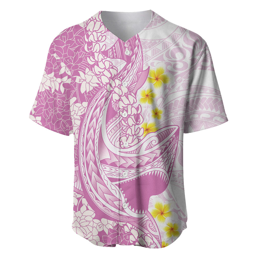 Purple Hawaii Shark Tattoo Baseball Jersey Puakenikeni Lei Plumeria Polynesian Pattern LT14 Purple - Polynesian Pride