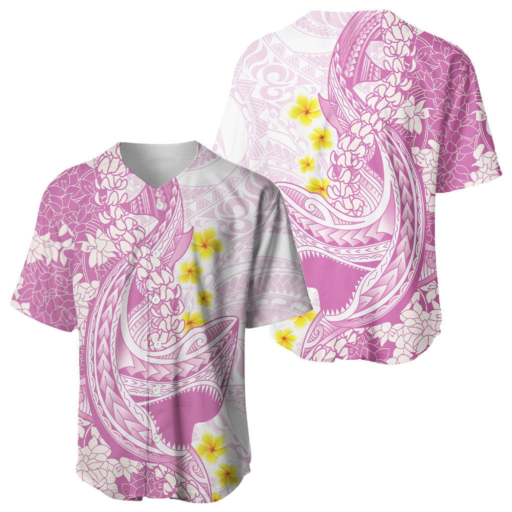 Purple Hawaii Shark Tattoo Baseball Jersey Puakenikeni Lei Plumeria Polynesian Pattern LT14 - Polynesian Pride