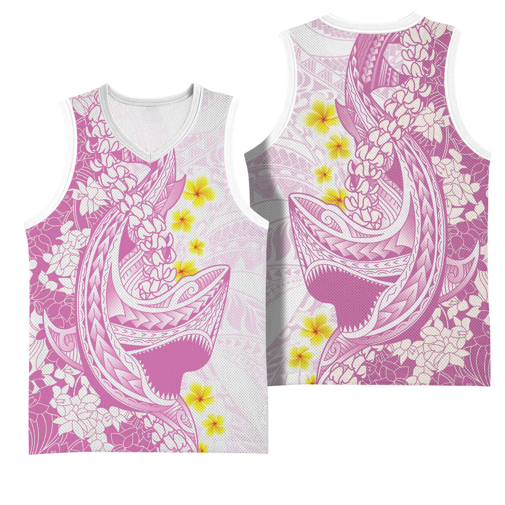 Purple Hawaii Shark Tattoo Basketball Jersey Puakenikeni Lei Plumeria Polynesian Pattern
