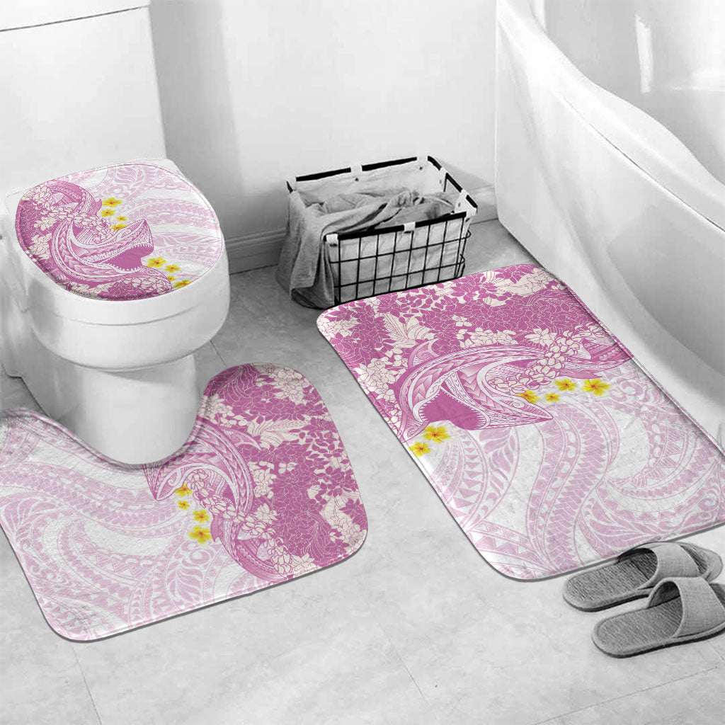Purple Hawaii Shark Tattoo Bathroom Set Puakenikeni Lei Plumeria Polynesian Pattern LT14 Mat Set Only (3 pcs) One Size Purple - Polynesian Pride