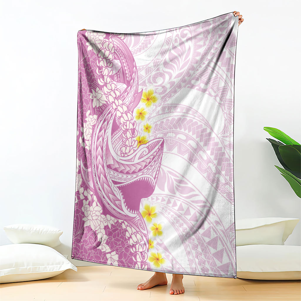 Purple Hawaii Shark Tattoo Blanket Puakenikeni Lei Plumeria Polynesian Pattern