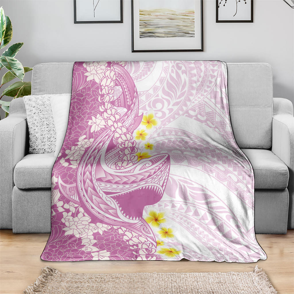 Purple Hawaii Shark Tattoo Blanket Puakenikeni Lei Plumeria Polynesian Pattern