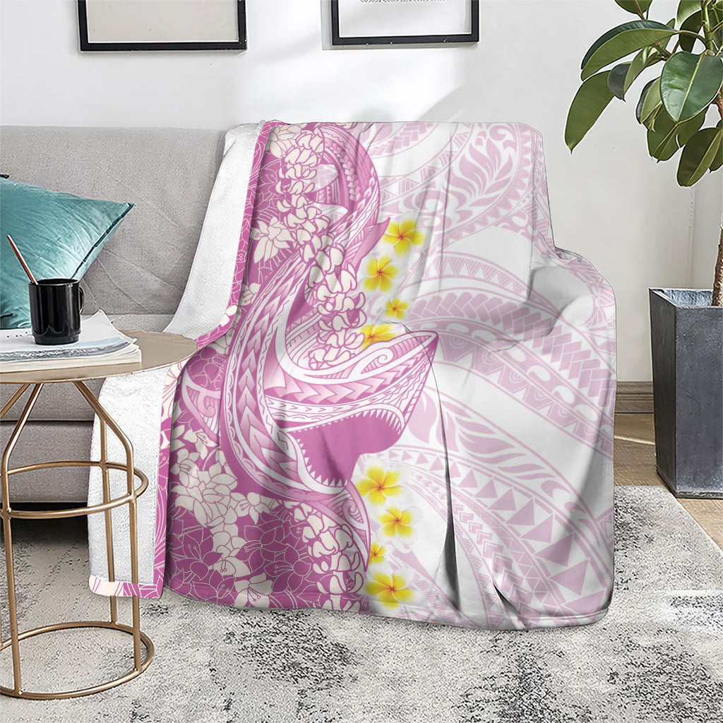 Purple Hawaii Shark Tattoo Blanket Puakenikeni Lei Plumeria Polynesian Pattern
