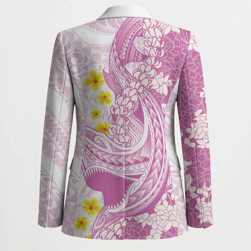 Purple Hawaii Shark Tattoo Blazer Puakenikeni Lei Plumeria Polynesian Pattern LT14 - Polynesian Pride
