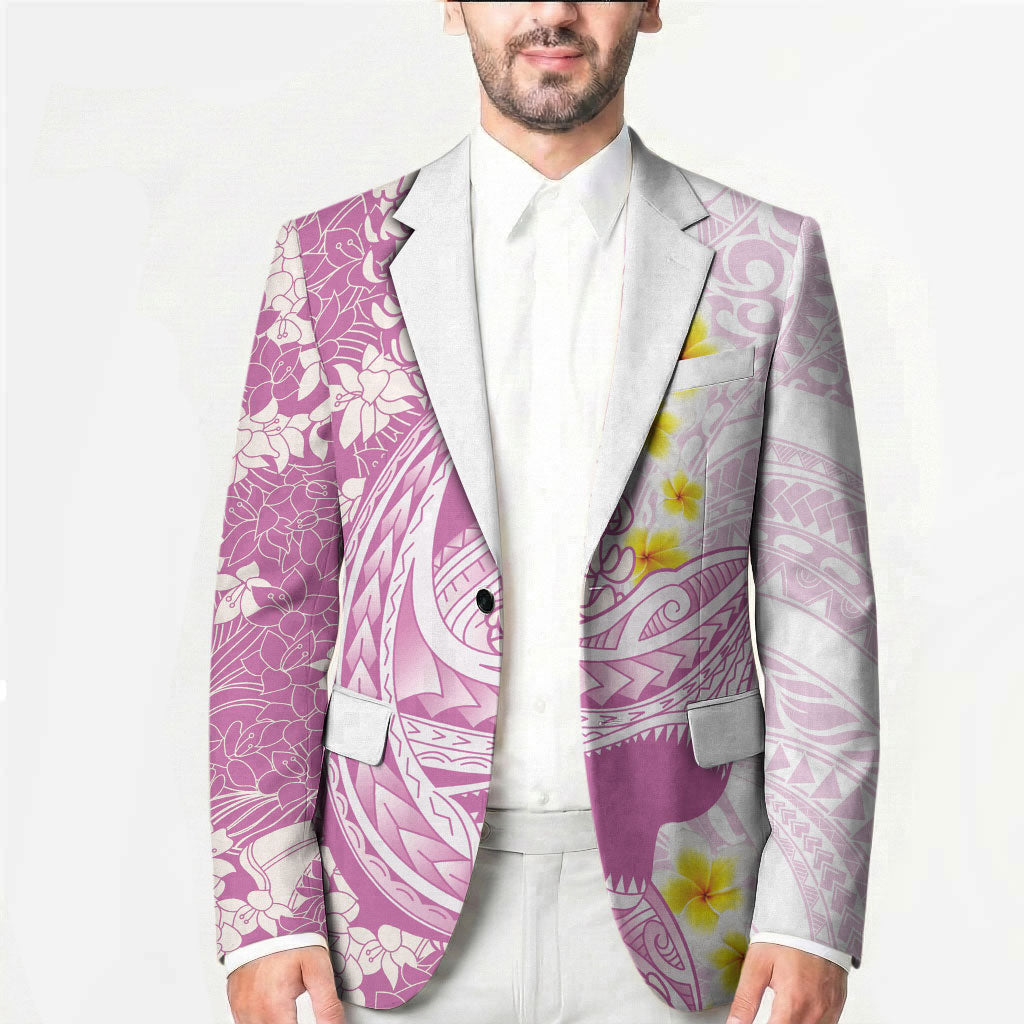 Purple Hawaii Shark Tattoo Blazer Puakenikeni Lei Plumeria Polynesian Pattern LT14 - Polynesian Pride
