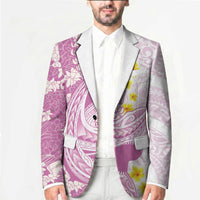 Purple Hawaii Shark Tattoo Blazer Puakenikeni Lei Plumeria Polynesian Pattern LT14 - Polynesian Pride