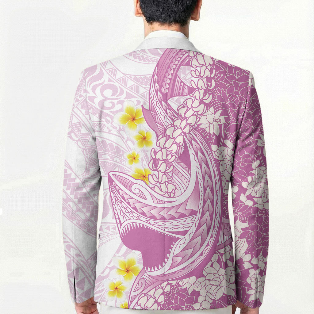 Purple Hawaii Shark Tattoo Blazer Puakenikeni Lei Plumeria Polynesian Pattern LT14 - Polynesian Pride