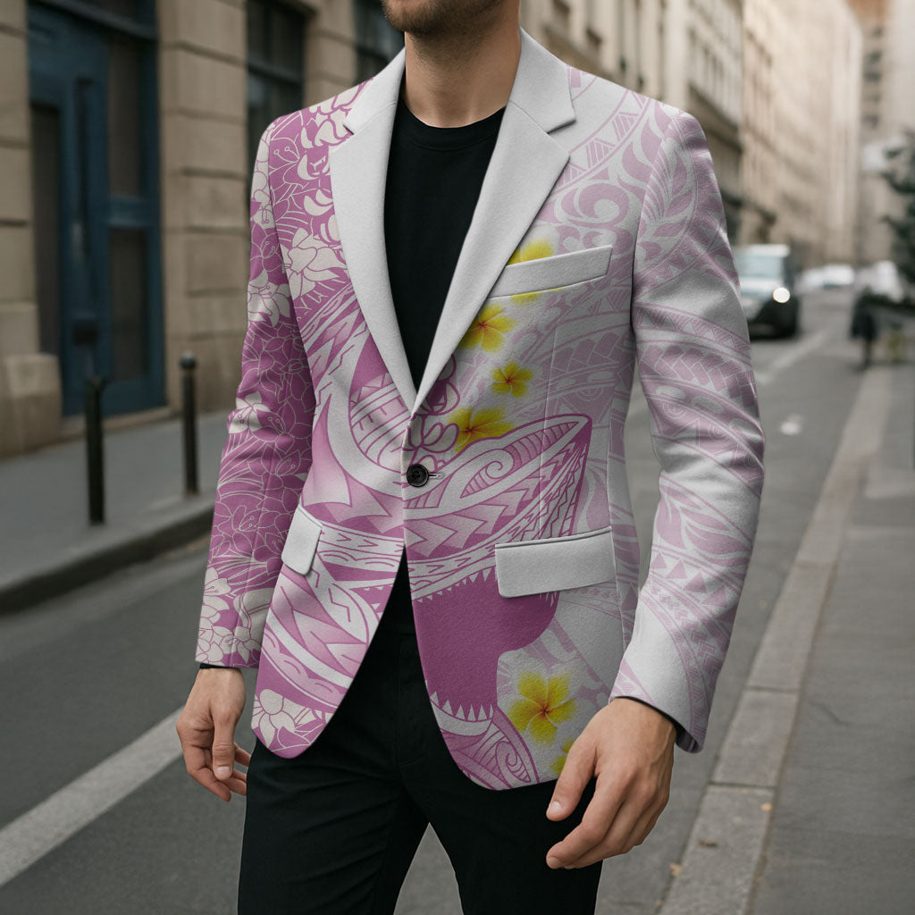 Purple Hawaii Shark Tattoo Blazer Puakenikeni Lei Plumeria Polynesian Pattern LT14 - Polynesian Pride