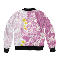 Purple Hawaii Shark Tattoo Bomber Jacket Puakenikeni Lei Plumeria Polynesian Pattern LT14 - Polynesian Pride