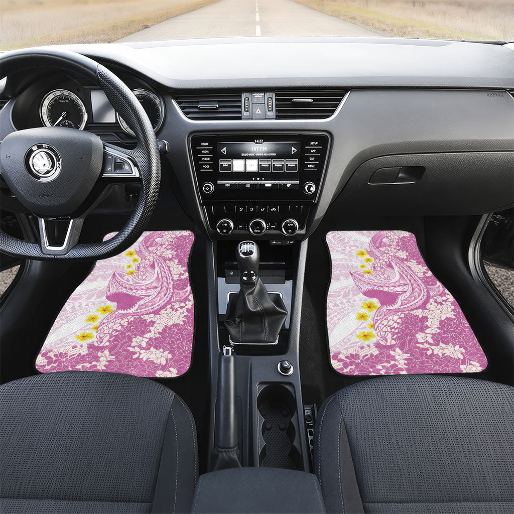 Purple Hawaii Shark Tattoo Car Mats Puakenikeni Lei Plumeria Polynesian Pattern LT14 Set 2pcs - Front Purple - Polynesian Pride