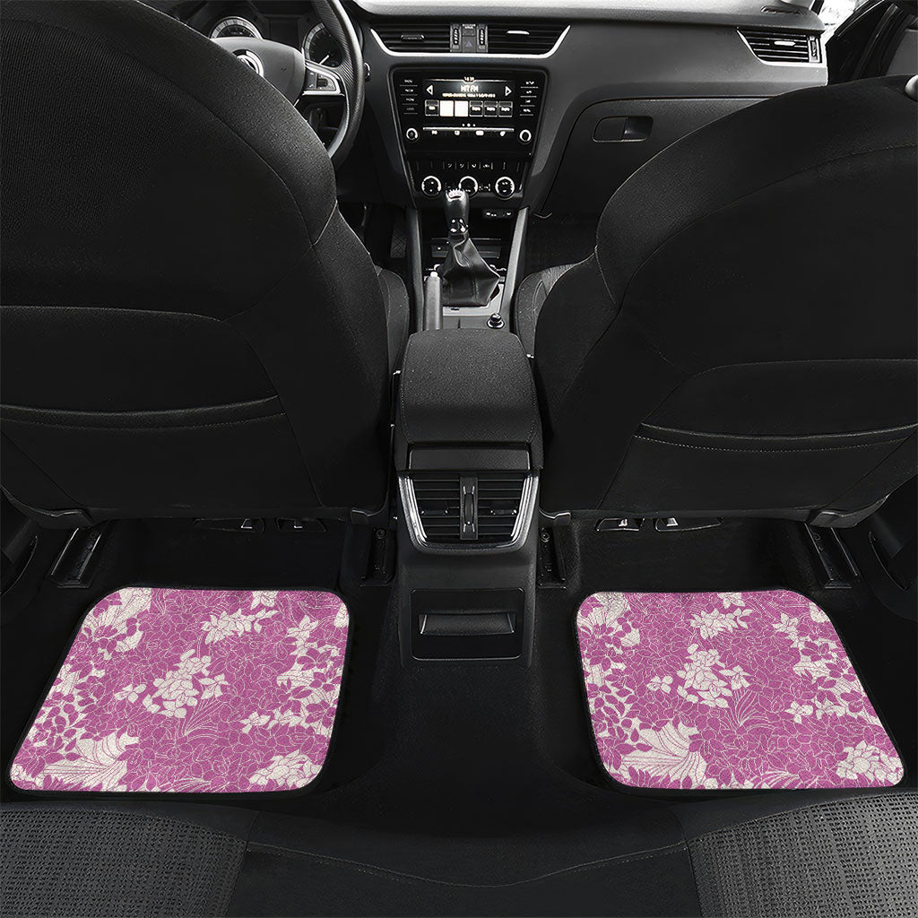 Purple Hawaii Shark Tattoo Car Mats Puakenikeni Lei Plumeria Polynesian Pattern LT14 Set 2pcs - Back Purple - Polynesian Pride