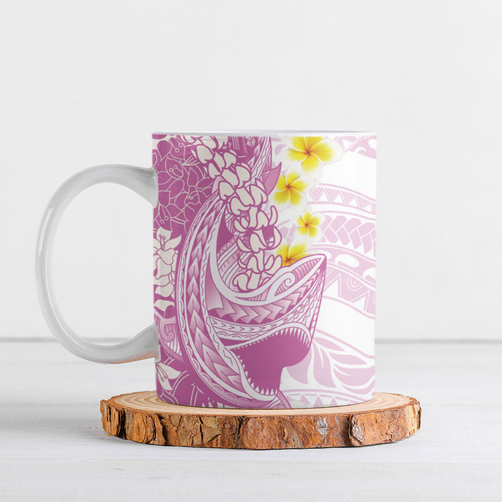 Purple Hawaii Shark Tattoo Ceramic Mug Puakenikeni Lei Plumeria Polynesian Pattern
