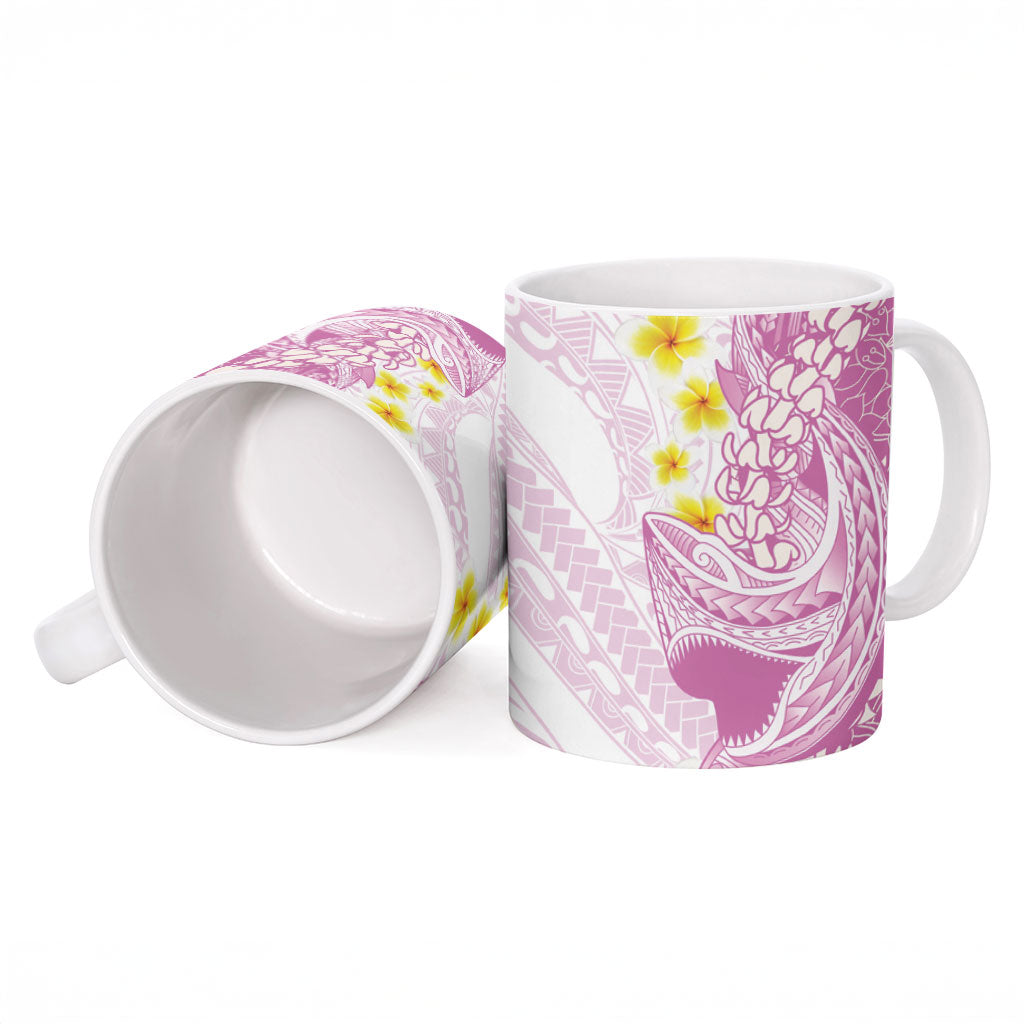 Purple Hawaii Shark Tattoo Ceramic Mug Puakenikeni Lei Plumeria Polynesian Pattern