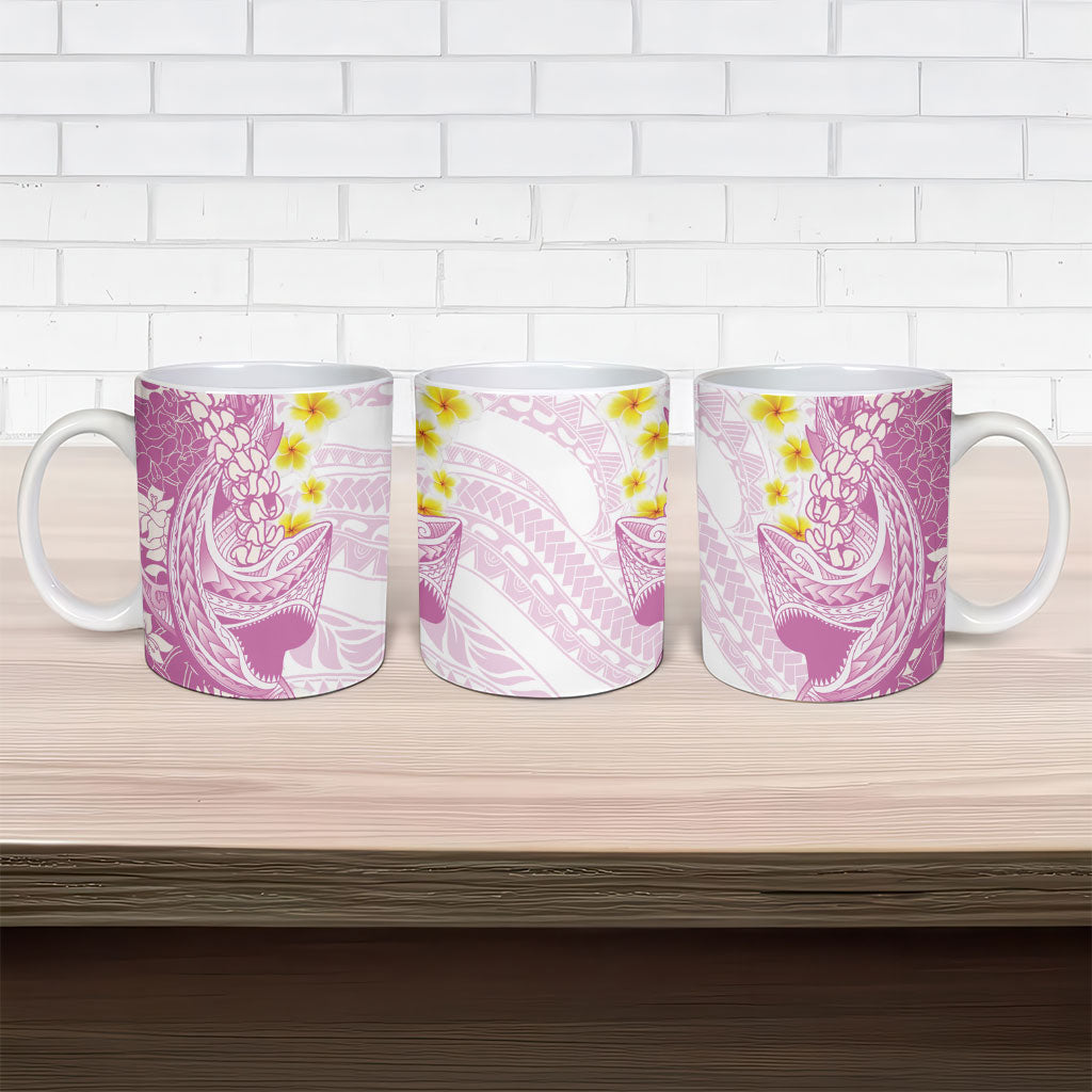 Purple Hawaii Shark Tattoo Ceramic Mug Puakenikeni Lei Plumeria Polynesian Pattern