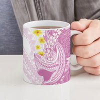 Purple Hawaii Shark Tattoo Ceramic Mug Puakenikeni Lei Plumeria Polynesian Pattern