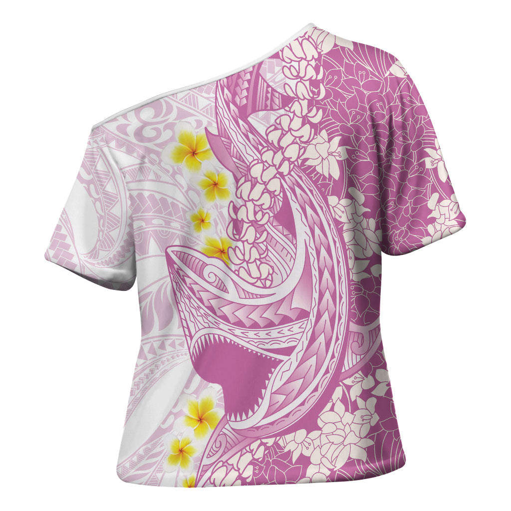 Purple Hawaii Shark Tattoo Cross Shoulder Shirt Puakenikeni Lei Plumeria Polynesian Pattern LT14 - Polynesian Pride