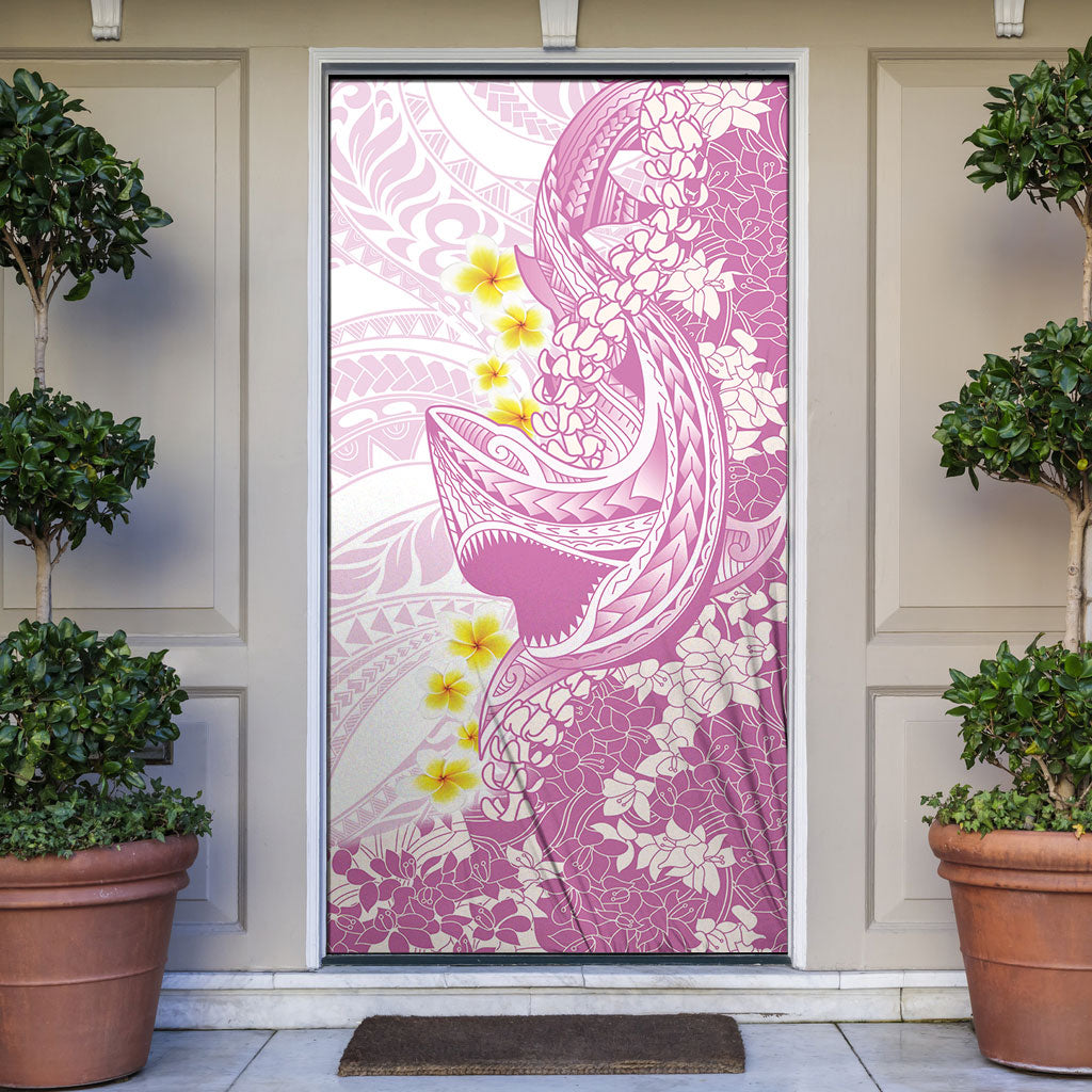 Purple Hawaii Shark Tattoo Door Cover Puakenikeni Lei Plumeria Polynesian Pattern LT14 Purple - Polynesian Pride