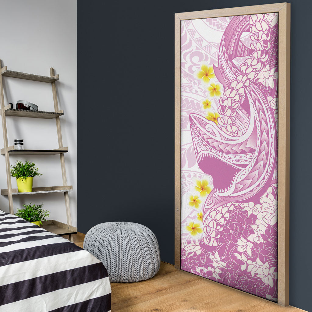 Purple Hawaii Shark Tattoo Door Cover Puakenikeni Lei Plumeria Polynesian Pattern LT14 - Polynesian Pride