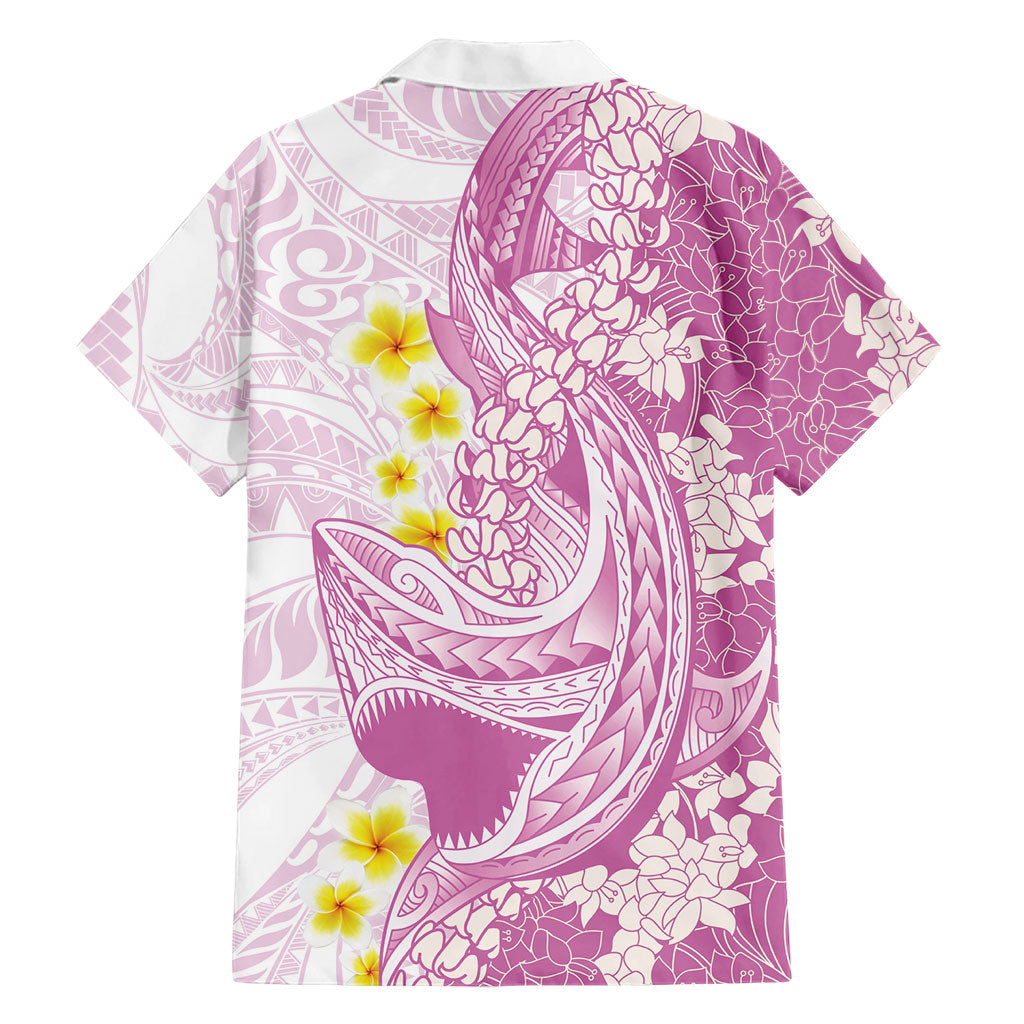 Purple Hawaii Shark Tattoo Family Matching Off The Shoulder Long Sleeve Dress and Hawaiian Shirt Puakenikeni Lei Plumeria Polynesian Pattern