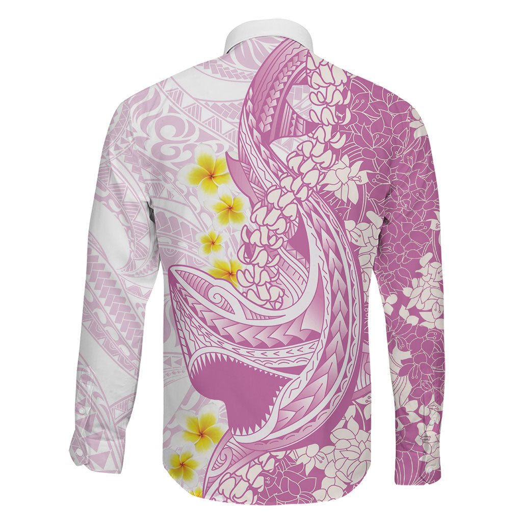 Purple Hawaii Shark Tattoo Family Matching Tank Maxi Dress and Hawaiian Shirt Puakenikeni Lei Plumeria Polynesian Pattern