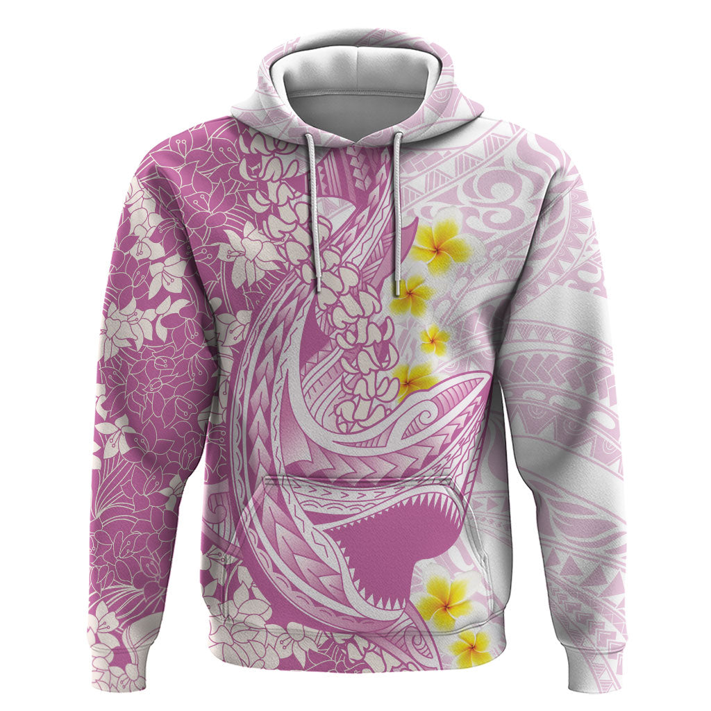 Purple Hawaii Shark Tattoo Hoodie Puakenikeni Lei Plumeria Polynesian Pattern LT14 Pullover Hoodie Purple - Polynesian Pride