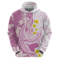 Purple Hawaii Shark Tattoo Hoodie Puakenikeni Lei Plumeria Polynesian Pattern LT14 - Polynesian Pride