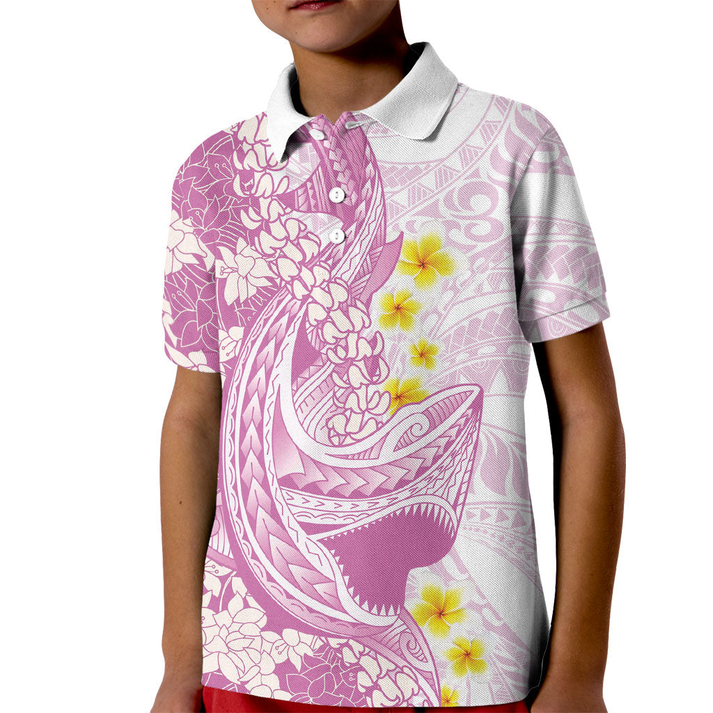 Purple Hawaii Shark Tattoo Kid Polo Shirt Puakenikeni Lei Plumeria Polynesian Pattern LT14 Kid Purple - Polynesian Pride
