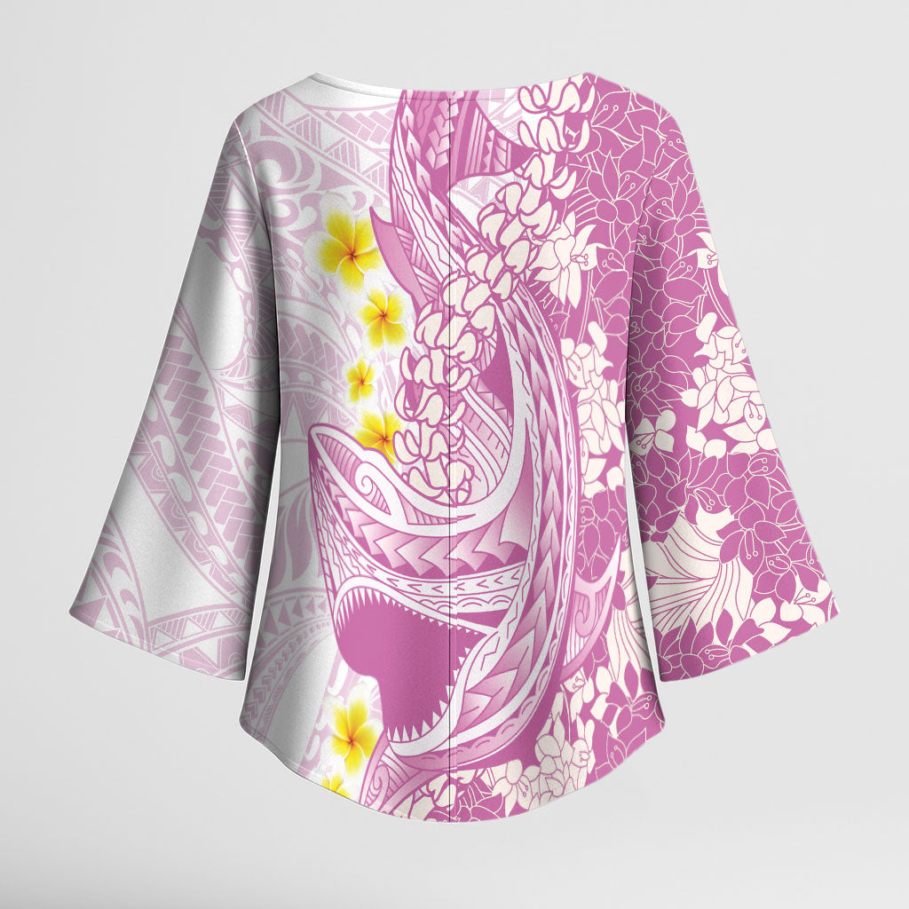 Purple Hawaii Shark Tattoo Kimono Sleeve Blouse Puakenikeni Lei Plumeria Polynesian Pattern LT14 - Polynesian Pride