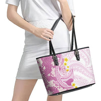 Purple Hawaii Shark Tattoo Leather Tote Bag Puakenikeni Lei Plumeria Polynesian Pattern LT14 - Polynesian Pride