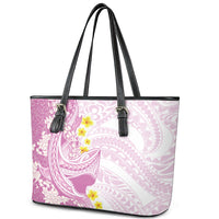 Purple Hawaii Shark Tattoo Leather Tote Bag Puakenikeni Lei Plumeria Polynesian Pattern LT14 - Polynesian Pride