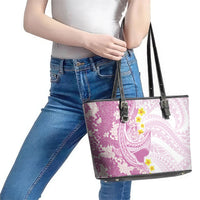 Purple Hawaii Shark Tattoo Leather Tote Bag Puakenikeni Lei Plumeria Polynesian Pattern LT14 - Polynesian Pride