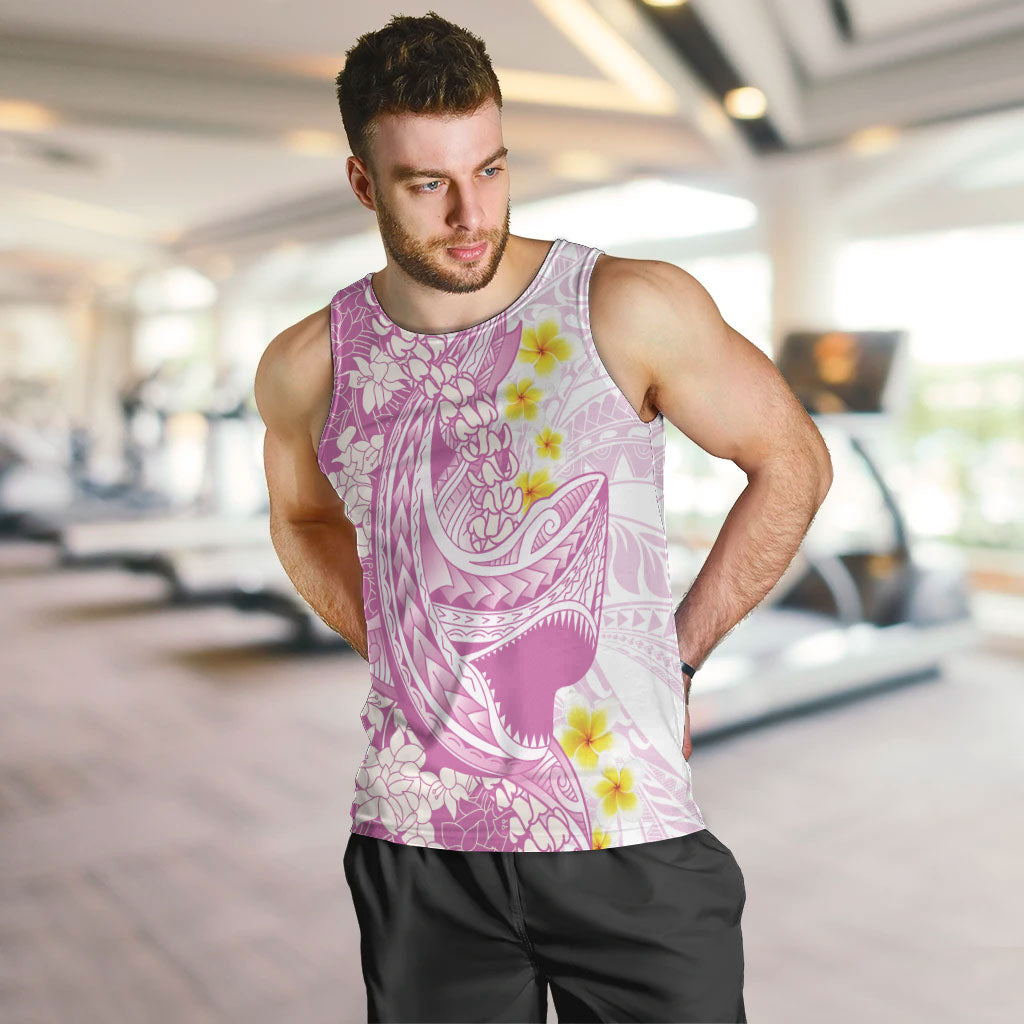 Purple Hawaii Shark Tattoo Men Tank Top Puakenikeni Lei Plumeria Polynesian Pattern