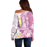Purple Hawaii Shark Tattoo Off Shoulder Sweater Puakenikeni Lei Plumeria Polynesian Pattern LT14 - Polynesian Pride