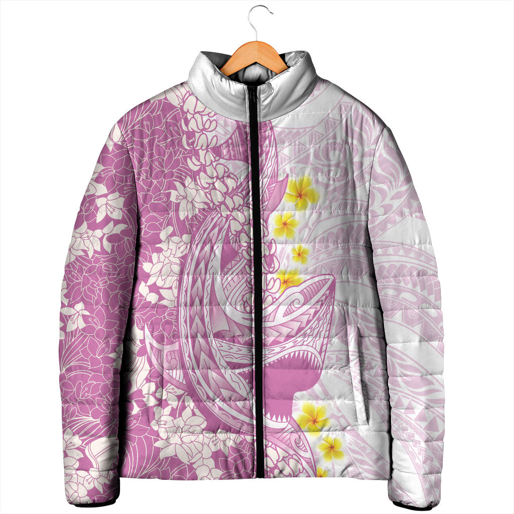 Purple Hawaii Shark Tattoo Padded Jacket Puakenikeni Lei Plumeria Polynesian Pattern LT14 - Polynesian Pride
