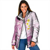 Purple Hawaii Shark Tattoo Padded Jacket Puakenikeni Lei Plumeria Polynesian Pattern LT14 Women Purple - Polynesian Pride