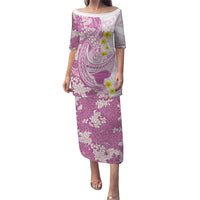 Purple Hawaii Shark Tattoo Puletasi Puakenikeni Lei Plumeria Polynesian Pattern LT14 Long Dress Purple - Polynesian Pride