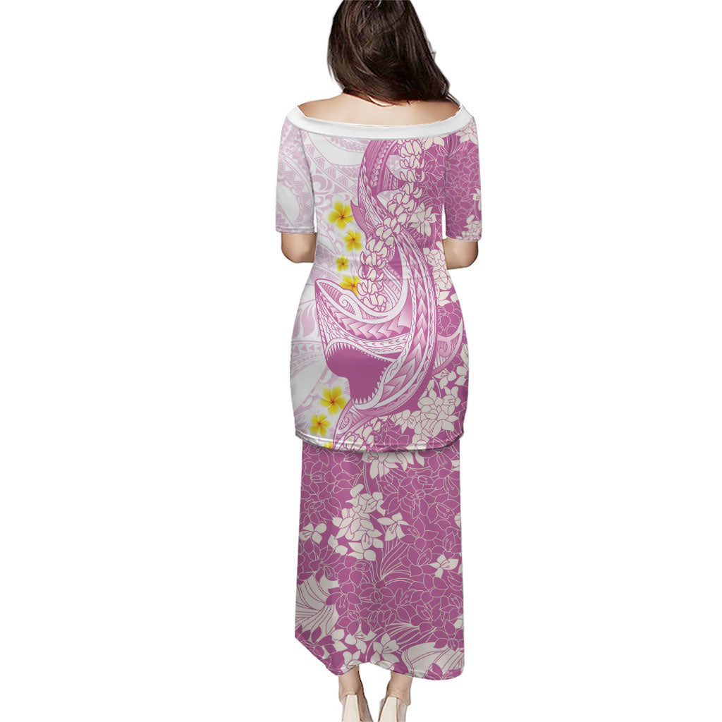 Purple Hawaii Shark Tattoo Puletasi Puakenikeni Lei Plumeria Polynesian Pattern LT14 - Polynesian Pride