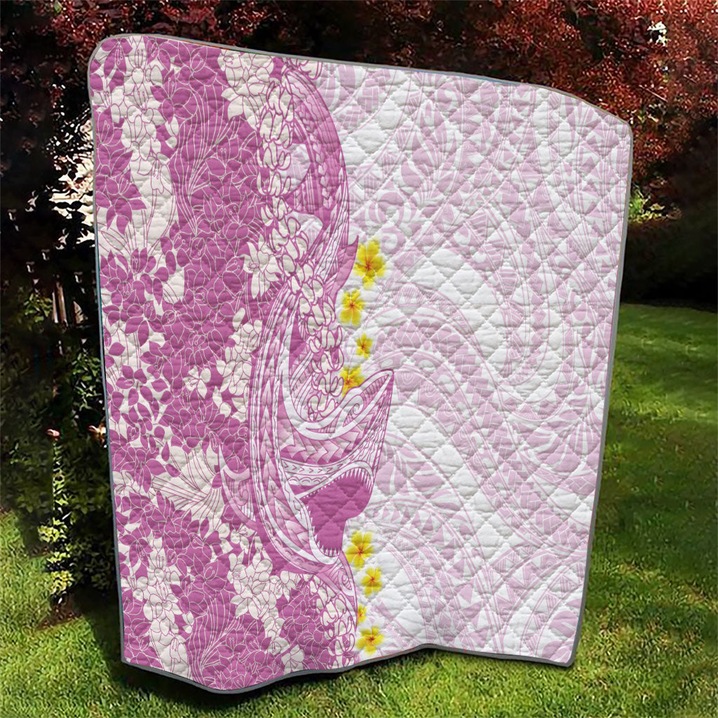 Purple Hawaii Shark Tattoo Quilt Puakenikeni Lei Plumeria Polynesian Pattern LT14 - Polynesian Pride